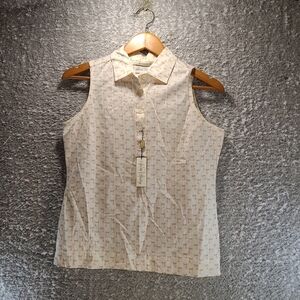 Sport Haley Women's Top Small Sleeveless Polo Shirt Golf Palm Print Cotton NWT